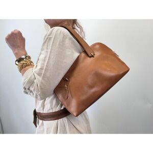 Rolfs Brown Leather Shoulder Bag Zip Top Handbag Vintage Style